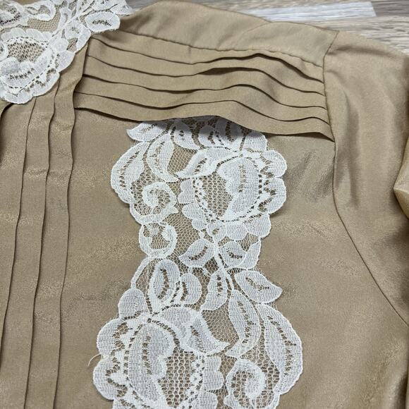 Vintage Worthington Poly Lace Blouse Pleated Size 18 M-L - A128 - Picture 2 of 4